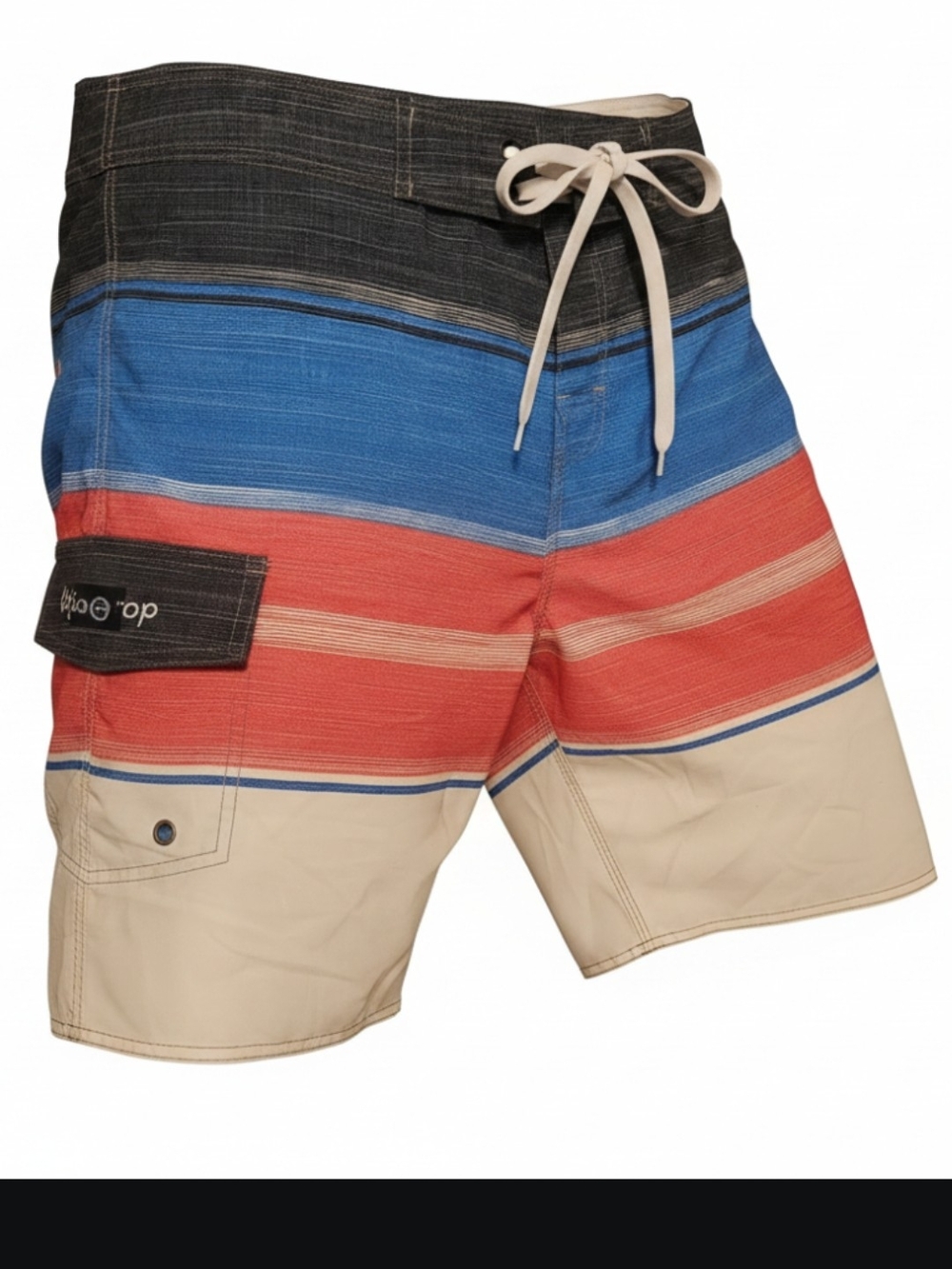 Men’s Multicolor Stripe Boardshorts - Blue/Red/Tan